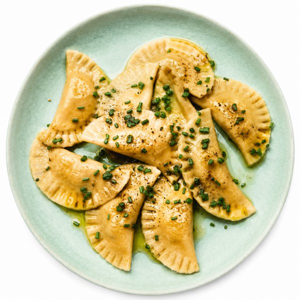 Schlutzkrapfen with brown butter and Parmesan