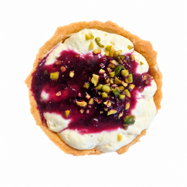 Mousse di quark al caramello di miso in tartelletta con composta di frutti di bosco