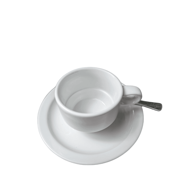 Kaffetasse mit Unterteller und Löffel Set