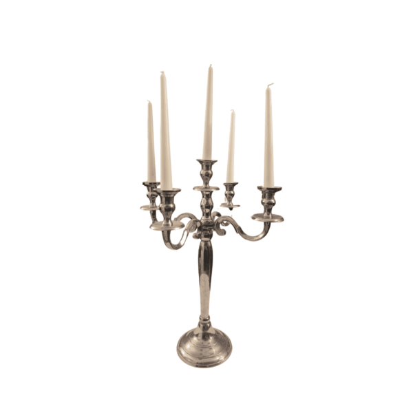 Candeliere in metallo con 5 candele