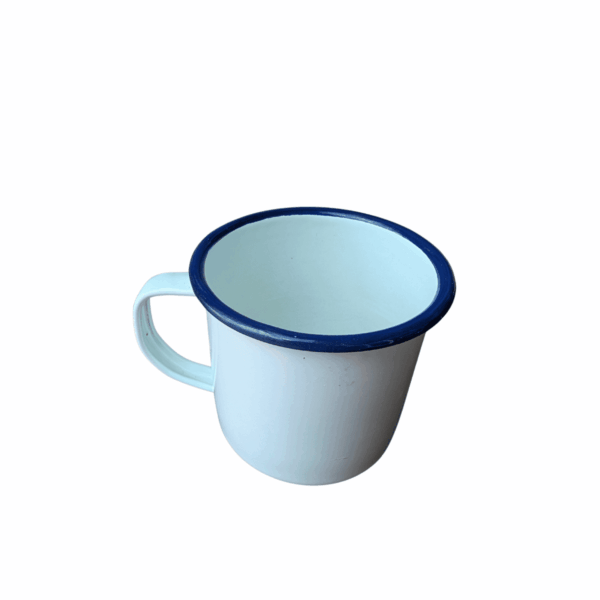 Tazza smaltata con bordo blu