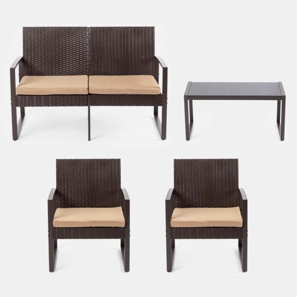 Set di sedute in rattan con tavolo