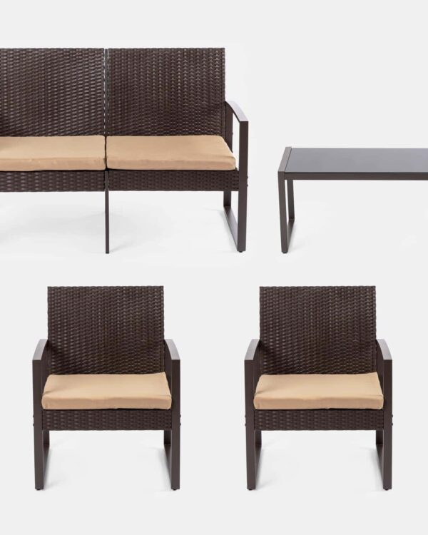 Rattan seating group with table