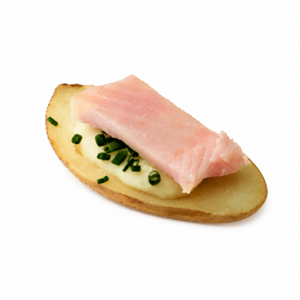 Stuffed potato with smoked trout and horseradish