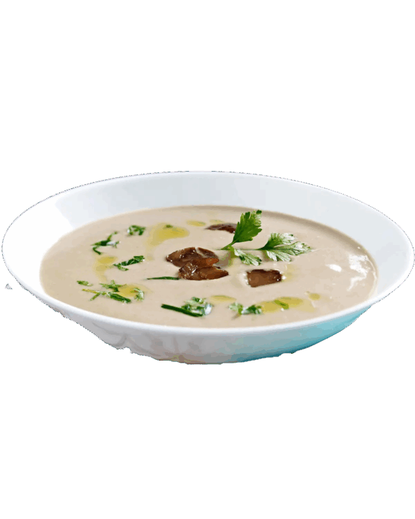 Crema di castagne e sedano con chips alle noci