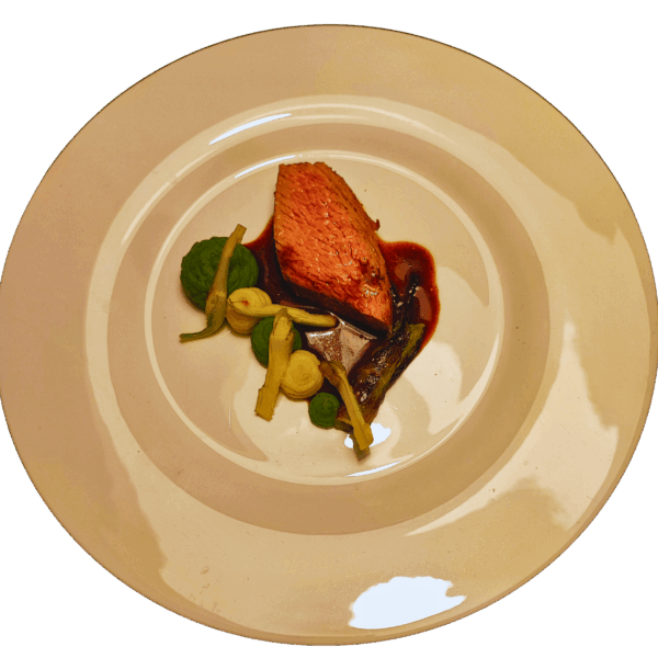Saddle of veal with herbs and celery puree, fried puntarelle