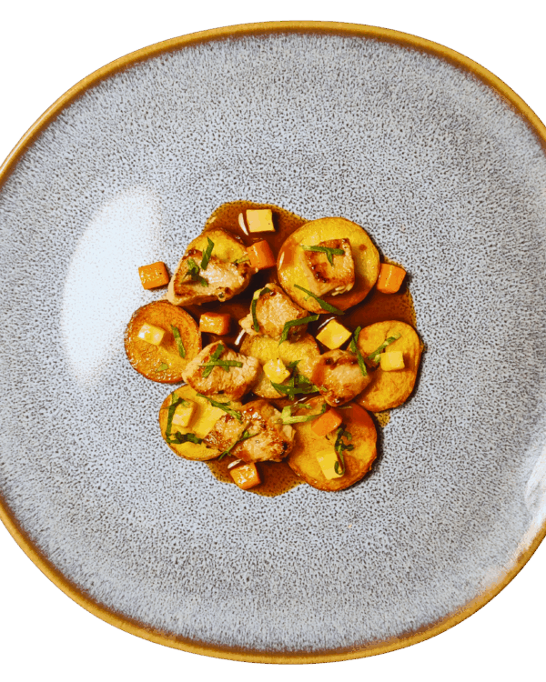 Arrosto di vitello, topinambur e carote