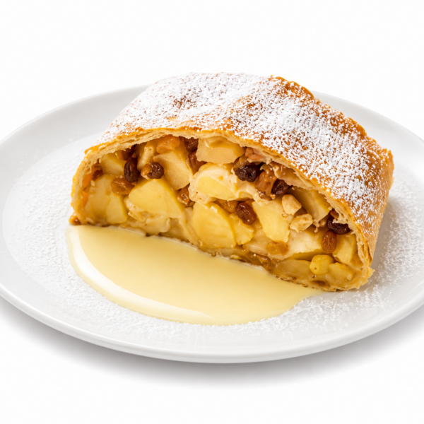 Strudel di mele fatto in casa con salsa alla vaniglia
