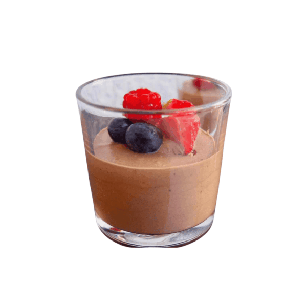 Dark chocolate mousse "Valhrona" with miso and fruit