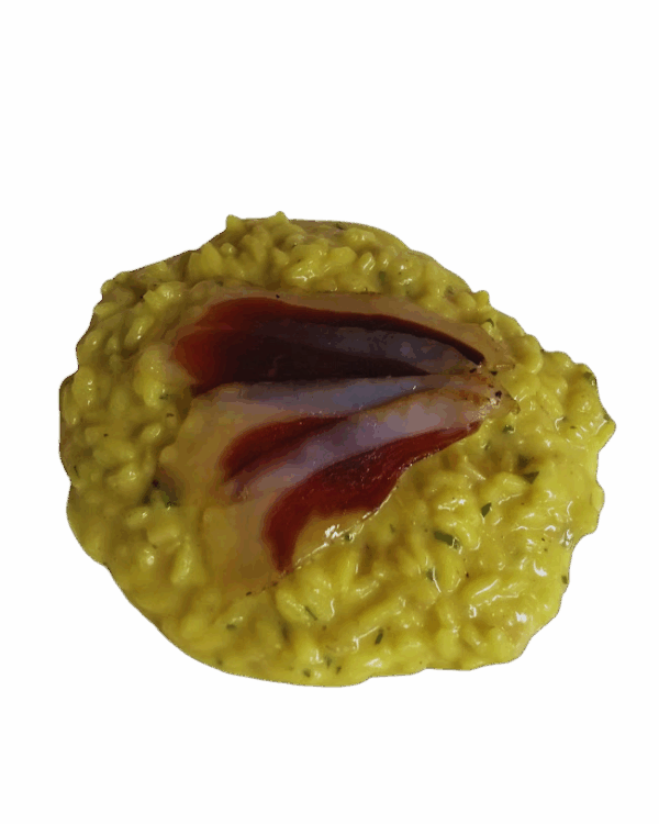 Risotto mit Safran, Steinpilzen und Entenspeck