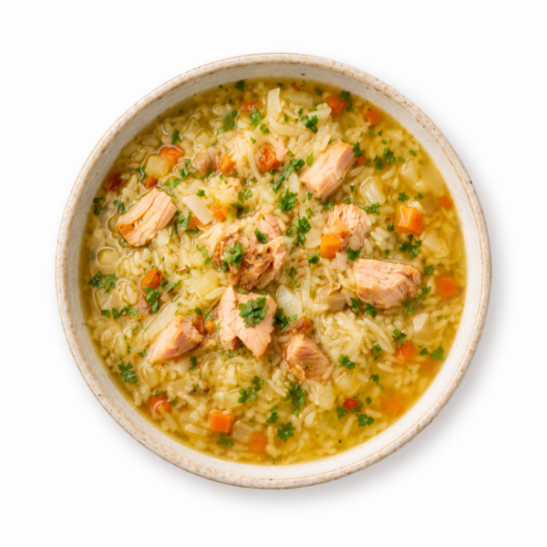 Sauerkraut soup with smoked trout