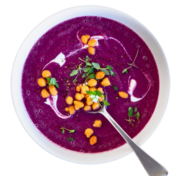 Crema di cavolo rosso con Lagrein, panna acida e timo