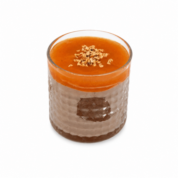 Mousse di castagne con cioccolato, crema di cachi e noci caramellate