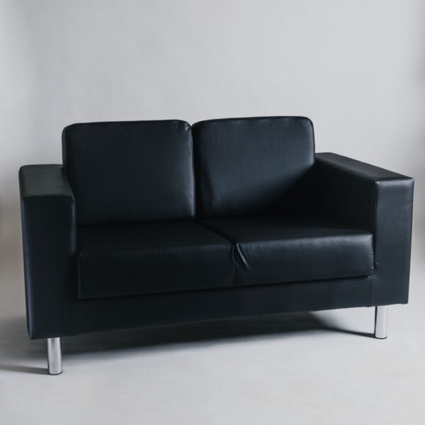 2-Seater Lounge, Black Faux Leather