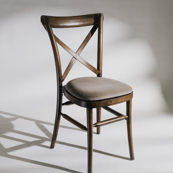 Crossback Chair Antique with Light Gray Cushion