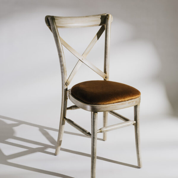 Crossback Chair Lime Wash with Gold Cushion