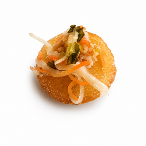 Potato leaf lettuce with fermented vegetables and horseradish